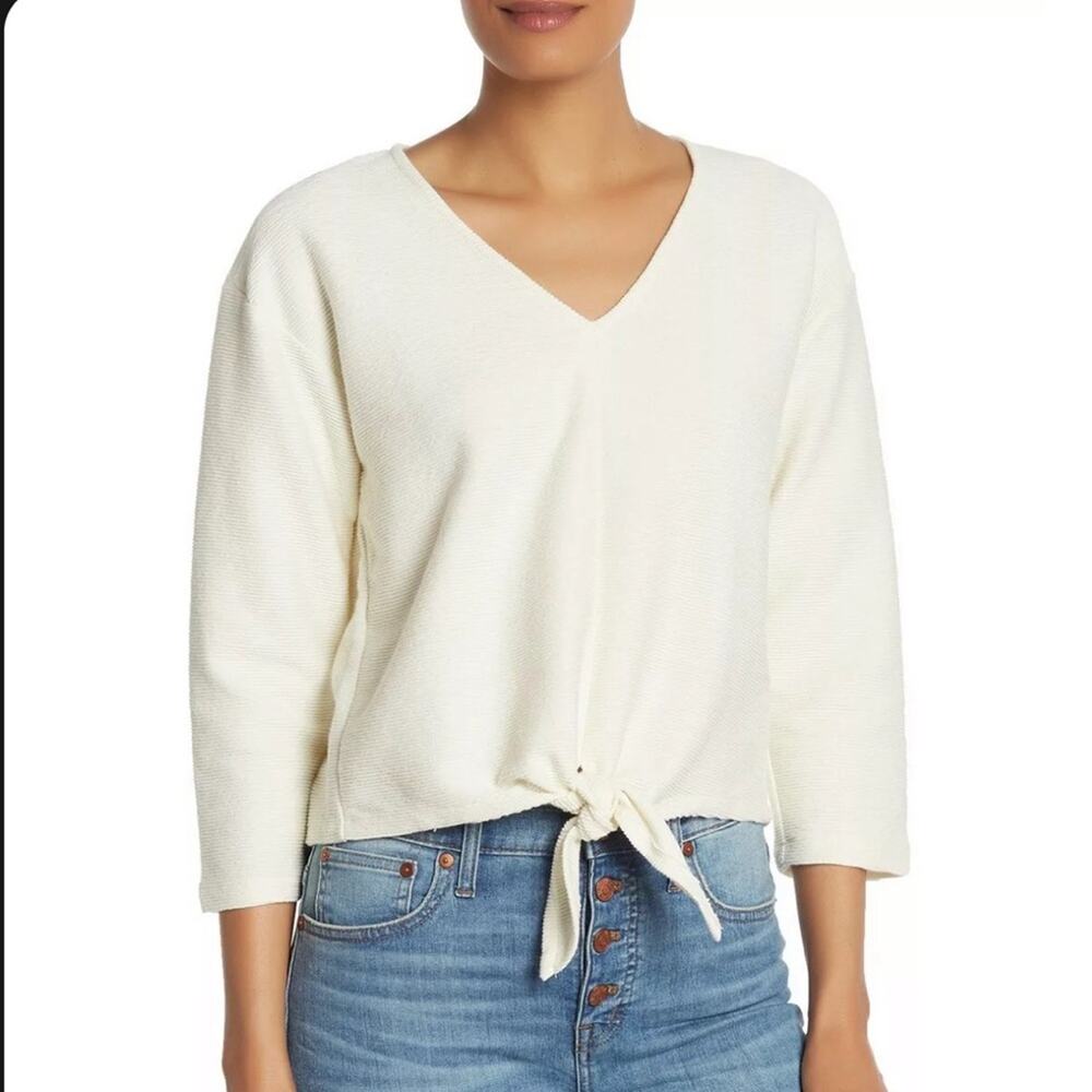 Madewell Women's Texture & Thread Long-Sleeve Tie-Front Top-L